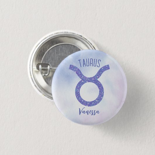 Cute Taurus Astrology Sign Speciaal Paars Ronde Button 3,2 Cm (Voorkant /achterkant)