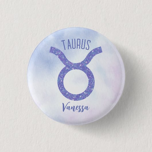 Cute Taurus Astrology Sign Speciaal Paars Ronde Button 3,2 Cm (Voorkant)