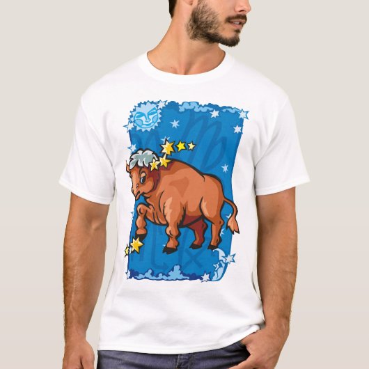 Cute Taurus Bull in de nachthemel T-shirt (Voorkant)