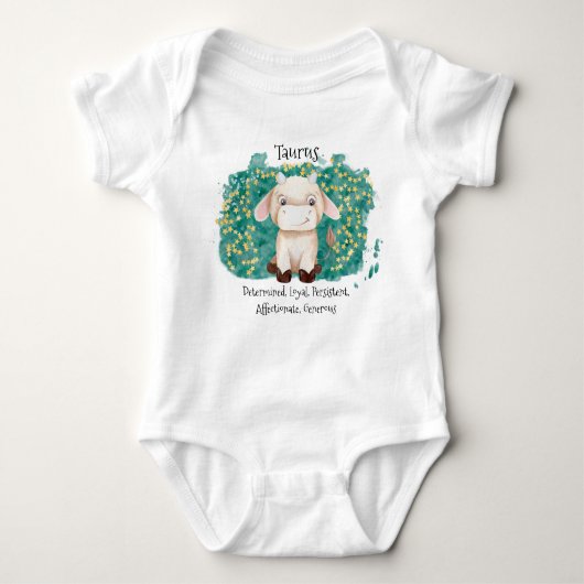 Cute Taurus Bull Waterverf Zodiac Romper (Voorkant)