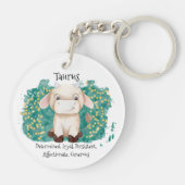 Cute Taurus Bull Waterverf Zodiac Sleutelhanger (Achterkant)