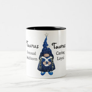 Cute Taurus Gnome Zodiac Sign Tweekleurige Koffiemok