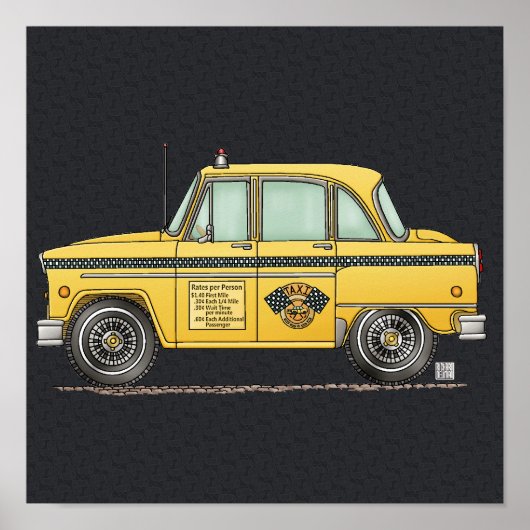 Cute Taxi Cab Poster (Voorkant)