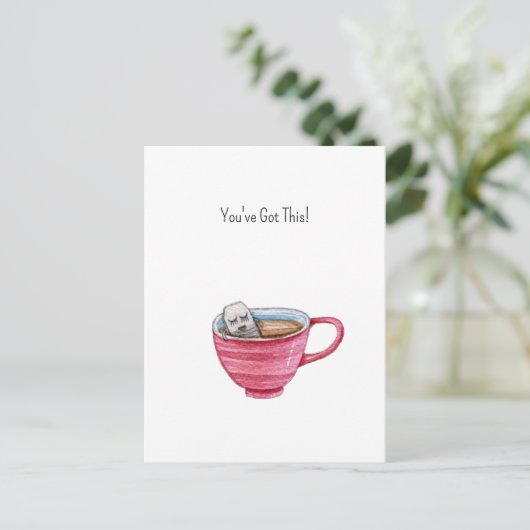 Cute Tea Bag Illustration Cup Of Tea Support Card Briefkaart (Staand voorkant)