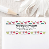 Cute Tea Cup Pattern Adres Etiket (Insitu)