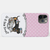 Cute Tea Party Dachshund Dog (zwart & tan) Funny Case-Mate iPhone Case (Achterkant (horizontaal))