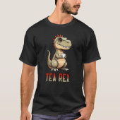 Cute Tea Rex Dinosaur Drinking Tea T-shirt (Voorkant)