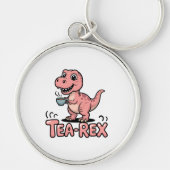 Cute Tea-Rex Pink Dinosaur – Sip Happens! Sleutelhanger (Voorkant)