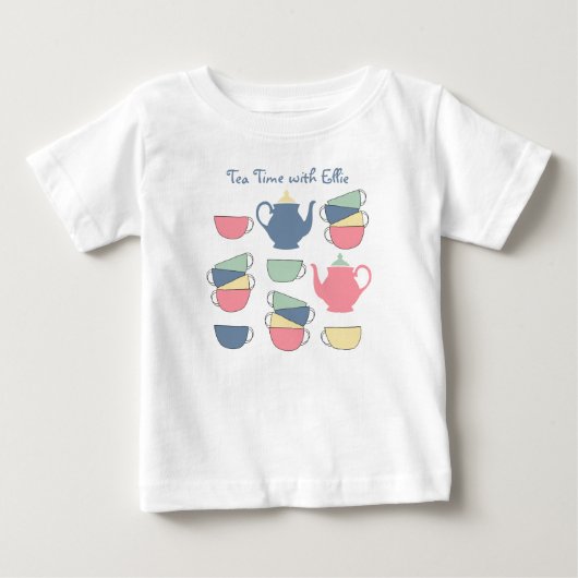 Cute Tea Time Personalized Baby T-Shirt (Voorkant)