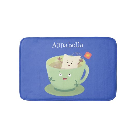 Cute teabag cup cartoon humor badmat (Voorkant)