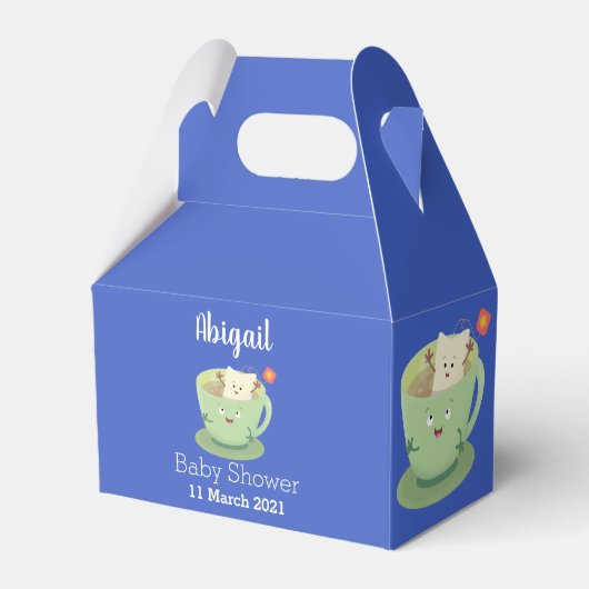 Cute teabag cup cartoon humor bedankdoosjes (Voorkant Zijde)