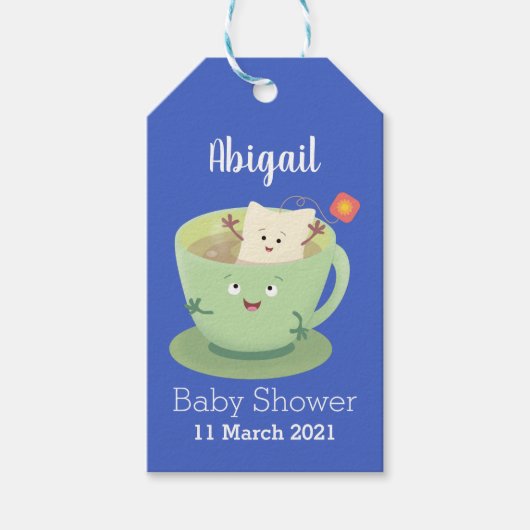 Cute teabag cup cartoon humor cadeaulabel (Voorkant)