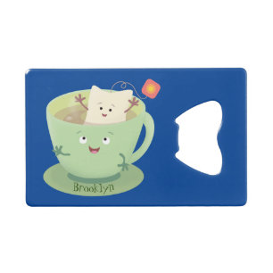 Cute teabag cup cartoon humor creditkaart flessenopener