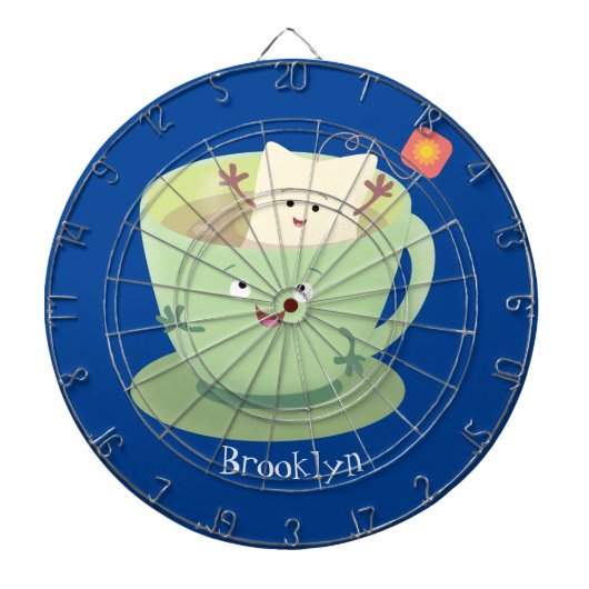 Cute teabag cup cartoon humor dartbord (Voorkant)