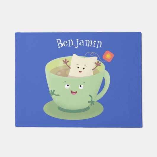 Cute teabag cup cartoon humor deurmat (Voorkant)