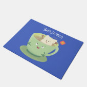 Cute teabag cup cartoon humor deurmat (Schuin)