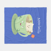 Cute teabag cup cartoon humor fleece deken (Voorkant (Horizontaal))
