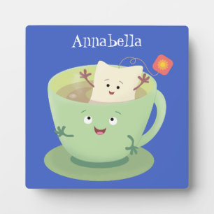 Cute teabag cup cartoon humor fotoplaat