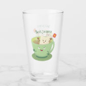 Cute teabag cup cartoon humor glas (Voorkant)