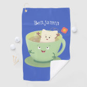Cute teabag cup cartoon humor golfhanddoek (Insitu)
