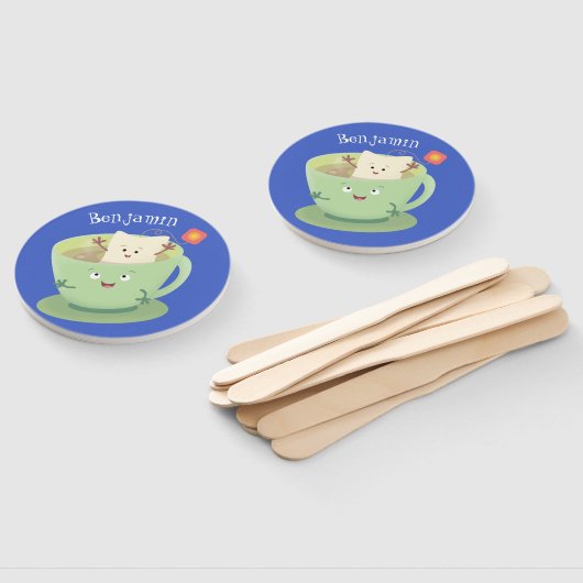 Cute teabag cup cartoon humor handwaaier (Niet-gemonteerd)