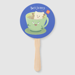 Cute teabag cup cartoon humor handwaaier