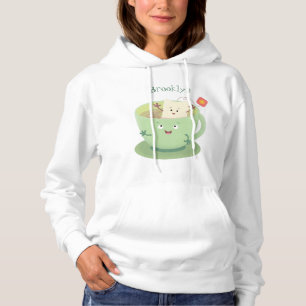 Cute teabag cup cartoon humor hoodie