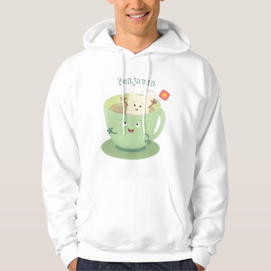 Cute teabag cup cartoon humor hoodie (Voorkant)