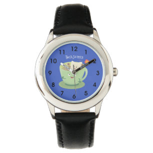 Cute teabag cup cartoon humor horloge
