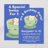 Cute teabag cup cartoon humor kaart (Voorkant / Achterkant)