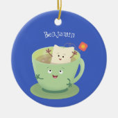 Cute teabag cup cartoon humor keramisch ornament (Voorkant)