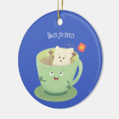 Cute teabag cup cartoon humor keramisch ornament (Links)