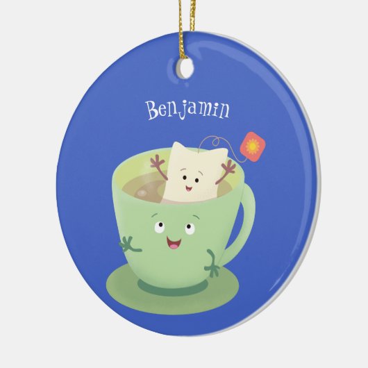 Cute teabag cup cartoon humor keramisch ornament (Links)