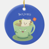 Cute teabag cup cartoon humor keramisch ornament (Achterkant)
