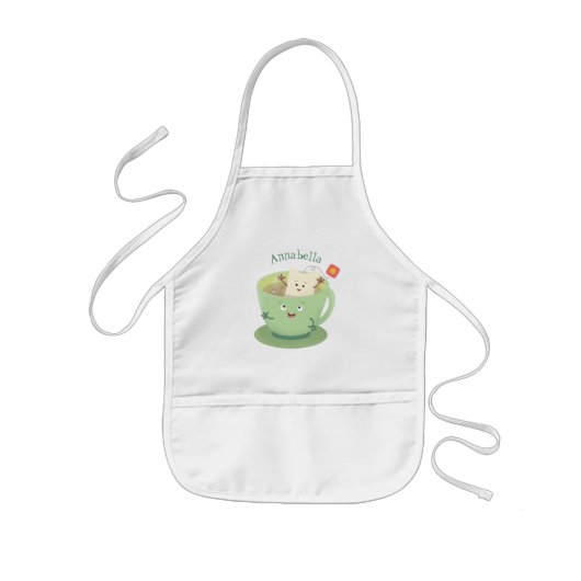 Cute teabag cup cartoon humor kinder schort (Voorkant)