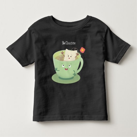 Cute teabag cup cartoon humor kinder shirts (Voorkant)