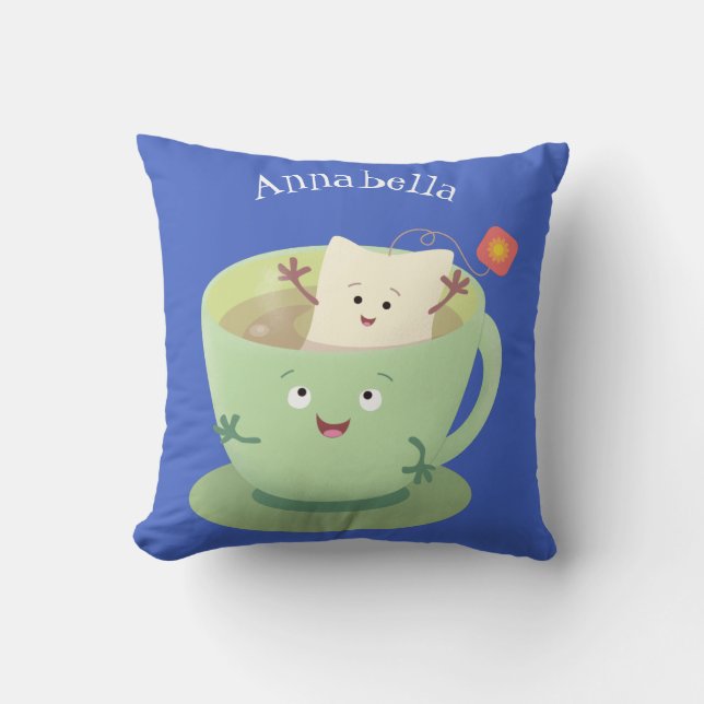 Cute teabag cup cartoon humor kussen (Voorkant)