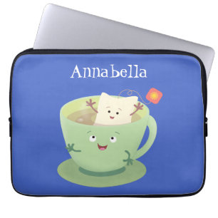 Cute teabag cup cartoon humor laptop sleeve