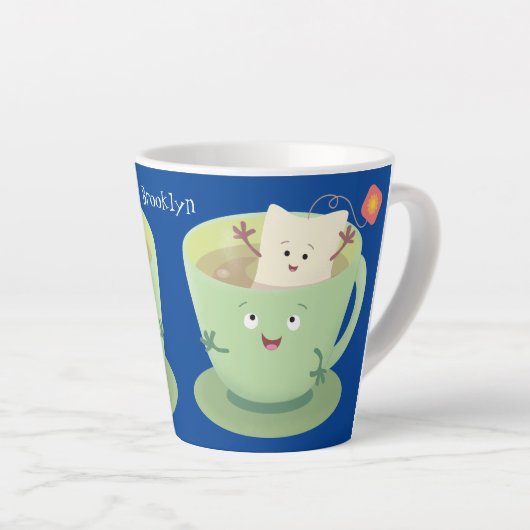 Cute teabag cup cartoon humor latte mok (Rechterhoek)