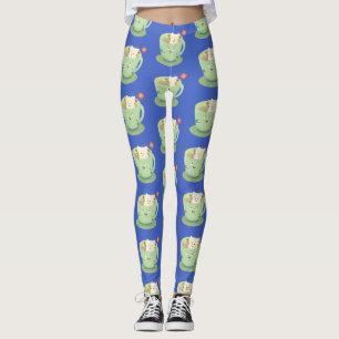 Cute teabag cup cartoon humor leggings