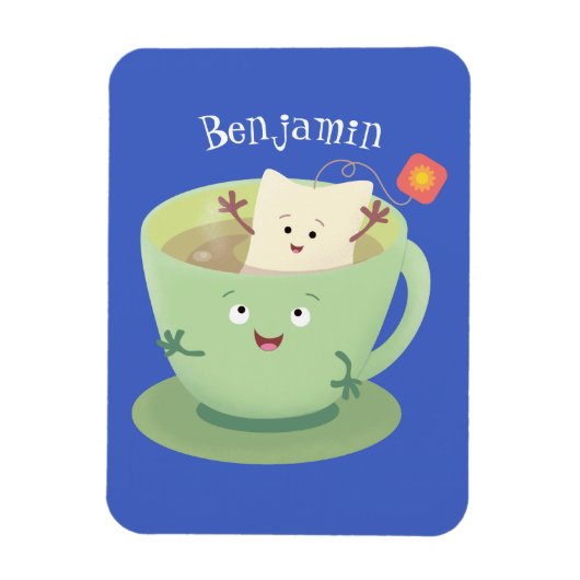 Cute teabag cup cartoon humor magneet (Verticaal)