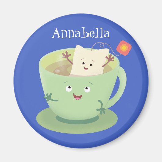 Cute teabag cup cartoon humor magneet (Voorkant)