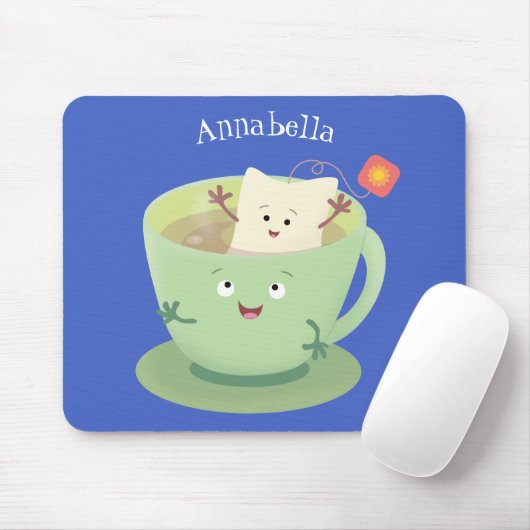 Cute teabag cup cartoon humor muismat (Met muis)