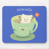Cute teabag cup cartoon humor muismat (Voorkant)