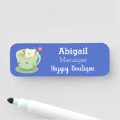 Cute teabag cup cartoon humor naamplaatje (In situ)