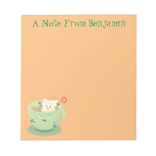 Cute teabag cup cartoon humor notitieblok (Voorkant)