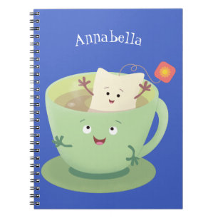 Cute teabag cup cartoon humor notitieboek