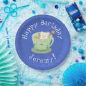 Cute teabag cup cartoon humor papieren bordje (Feest)