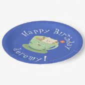 Cute teabag cup cartoon humor papieren bordje (Gekanteld)