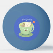 Cute teabag cup cartoon humor pingpongbal (Voorkant)